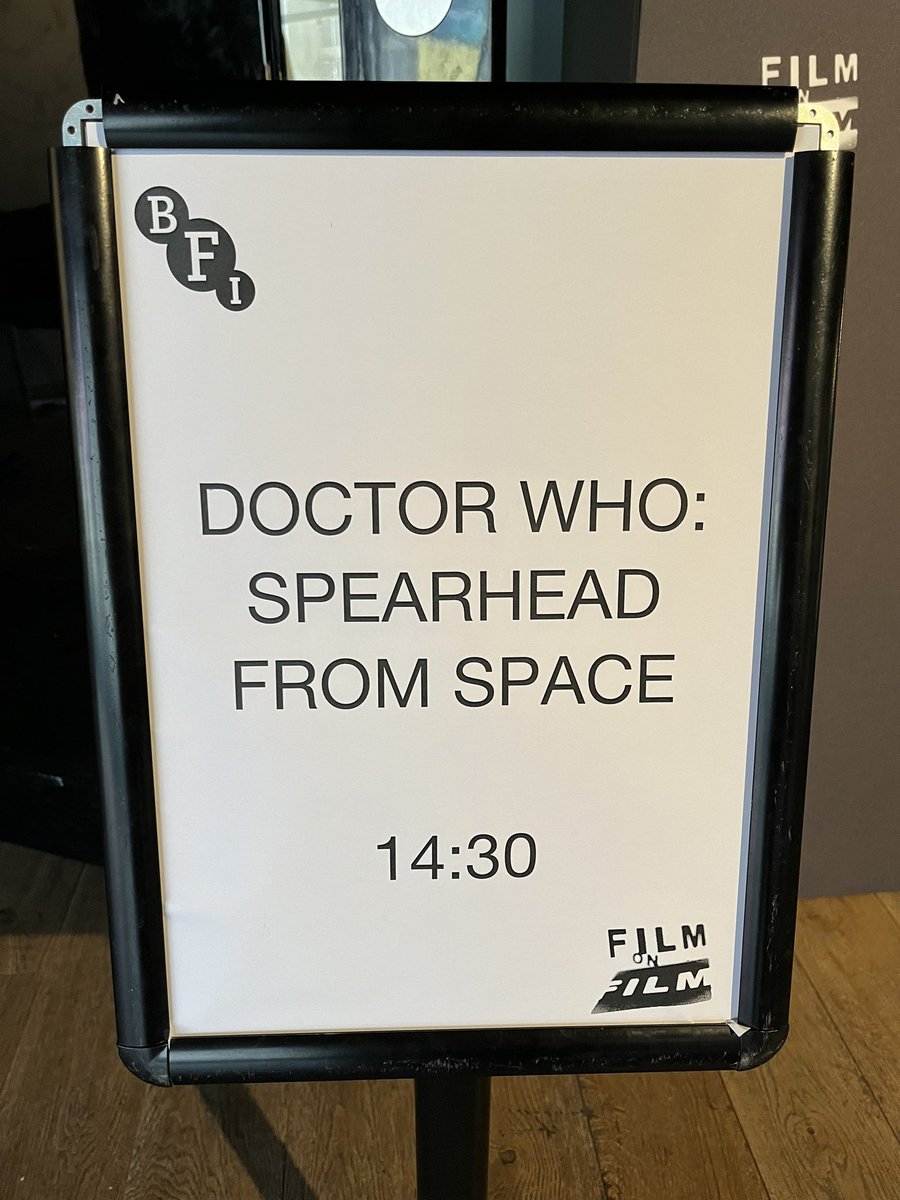 Really cool experience to watch black and white 16mm prints of #DoctorWho ‘Spearhead from Space’ today @BFI. Just lovely hearing a projector rolling once again. #FilmOnFilm