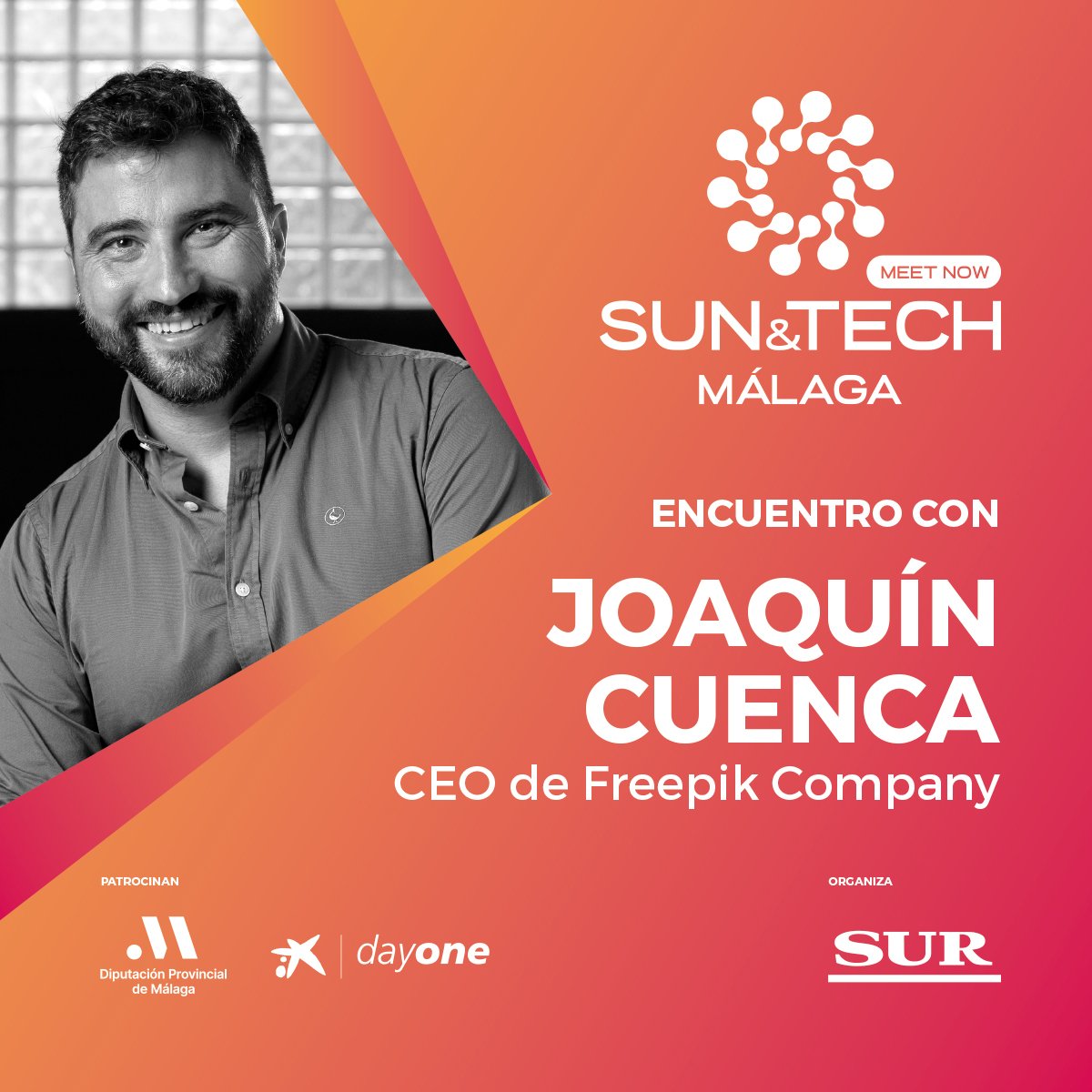 DiarioSUR's tweet photo. 🖱️ Nuevo @SunandTech #MeetNow
🤖 @Cuenca, CEO de @freepik, hablará sobre el impacto de la #IA
📆 12 de junio, 18.30 h. @H10hotels Croma
🤝 Patrocinan @caixabank y @DiputacionMLG. Organiza SUR
📬 INSCRÍBETE YA ➡️ https://t.co/gb11RVSON4 https://t.co/3ePkRcP9Zj