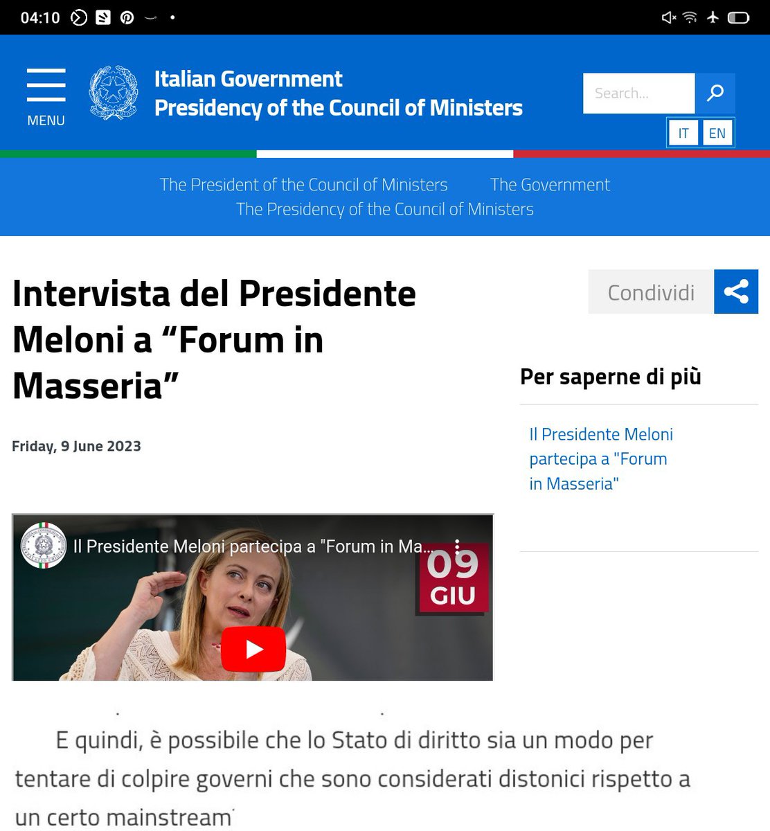 Per #GiorgiaMeloni 'lo #Statodidiritto è un modo per
tentare di colpire governi che sono considerati distonici rispetto a un certo mainstream'
Oltre che costituzionalmente ignorante è arrogante e spocchiosa, rimane sempre una #pesciarolafascista