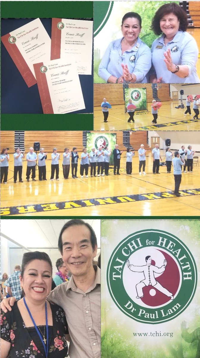 ConnieAssiff's tweet photo. So much positive energy ☯️ at the #TaiChiForHealth weeklong Conference.
Excited to get 6 #taichi certifications:
Arthritis, Fall Prevention & Seated
Memory, Diabetes & Rehabilitation
Health begins with self, I'm on the mind and body path for #SelfCare https://t.co/IHcREaabf8