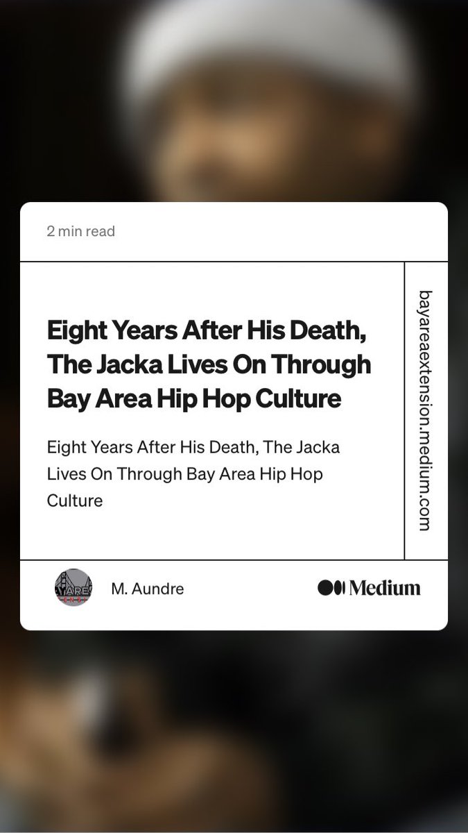 “Eight Years After His Death, The Jacka Lives On Through Bay Area Hip Hop Culture” by M. Aundre
link.medium.com/9AZowGqcyAb #bayareahiphop #bayarearap #thejacka #ripthejacka