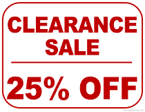 Today is the last day of the 25% off clearance sale. Drop on by the store to take advantage!!