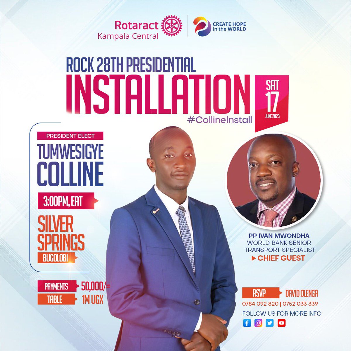 ROCK_Kampala's tweet photo. 🥳Hello Partners in service🥳
All roads lead to Silva Springs Hotel for the installation of Hopeful president @CollinexT on 17th-July-2023.
Don’t miss the grooves 🎶🎼🎧 from @DjayGuanz and the Karma Band🎸🎷🎺
#collineinstall
#28throckinstallation
#rockprteam https://t.co/esquo4QeyD