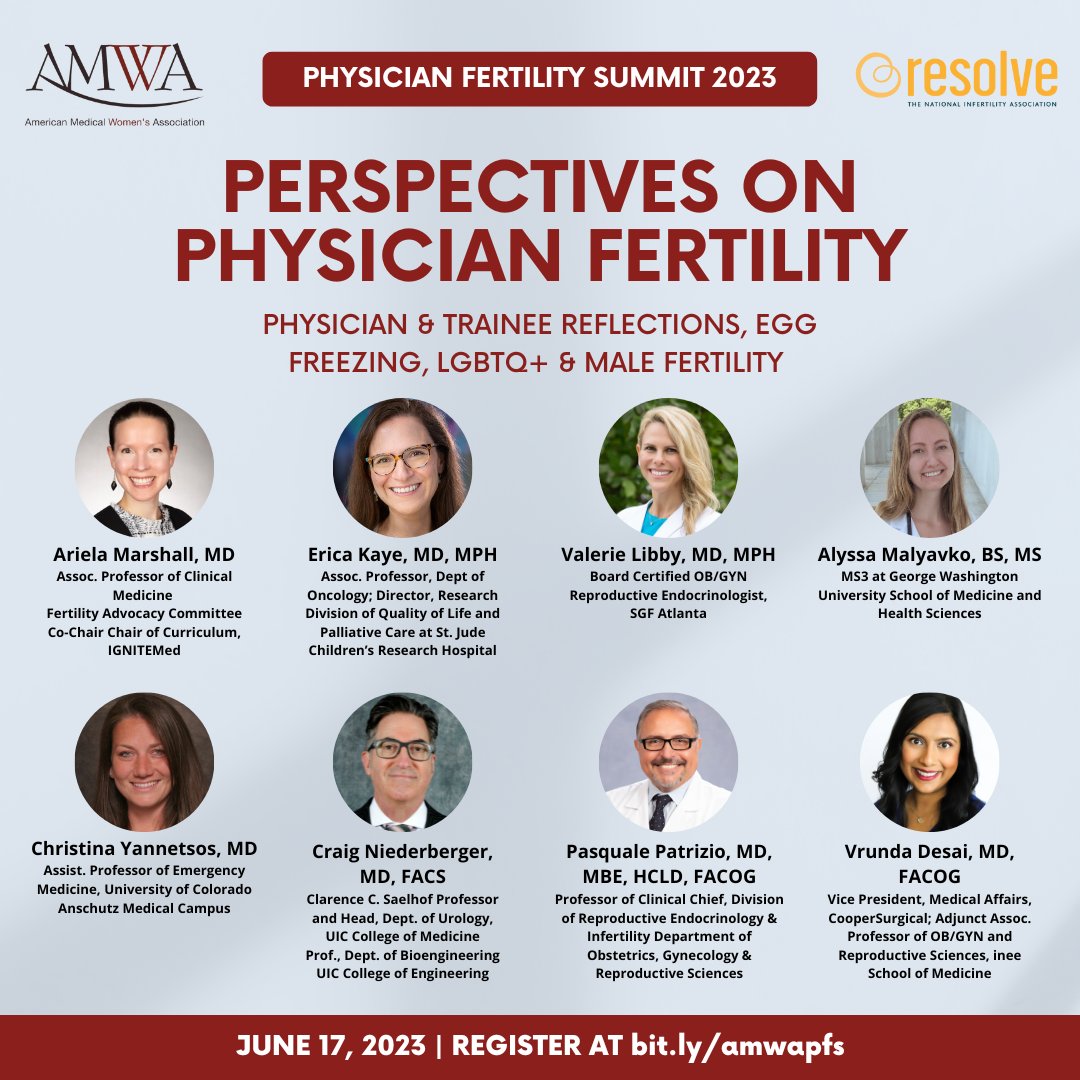 Everyone has a different fertility journey. Join us on 06/17 to hear physician and trainee perspectives and discuss topics from egg freezing to LGBTQ+ and male fertility. Learn more at the second #PhysicianFertilitySummit on June 17, 12-4pm ET.
Register: bit.ly/amwapfs