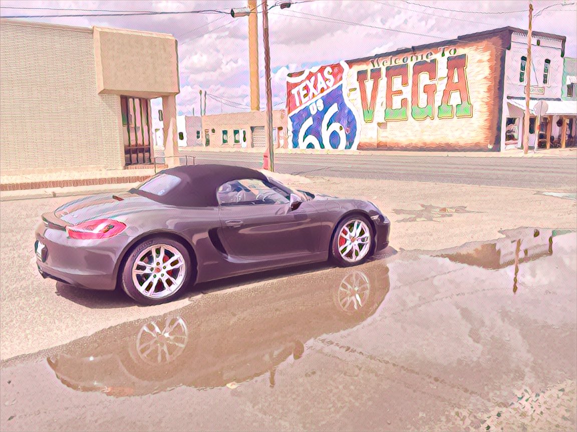 Great reflection opportunity in Vega, TX along Route 66 .::. #vegatx #reflection #roadtrip #route66 #motherroad #porsche #981boxster #goodvibesonly #getoutanddrive #drivetastefully #noboringcars #neverstopdriving #funwithcars