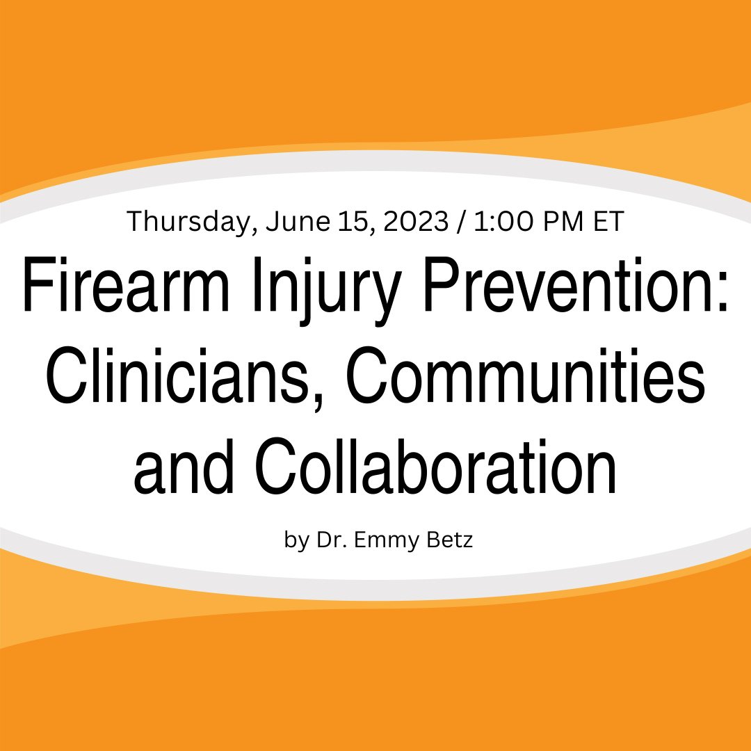 Webinar - firearm injury prevention in your community
Deepen your knowledge about the current public health approach & learn how to work gun safety best-practices into conversations with your patients. 
View more & register ow.ly/b7Gv50OJbyp

#TCAA #TraumaEducation #Webinar