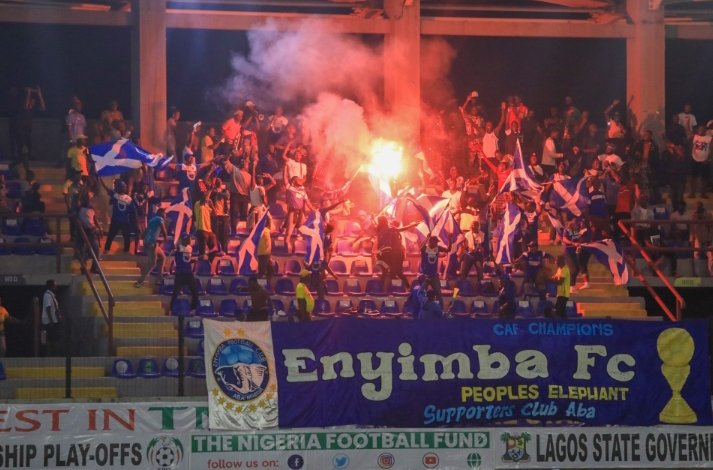 📸 #NPFL23ChampionshipPlayoff LIVESCORE

A 9th title for Enyimba is 45 minutes away. They lead the holders Rivers Utd 1-0 at the break

#ENYRIV 
#NPFL23Super6
#NPFL23