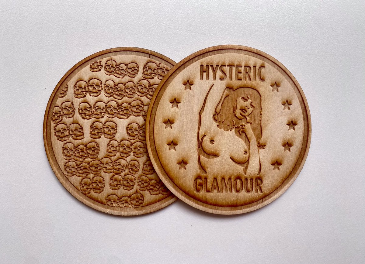 Hysteric glamour coasters, laser cut by me