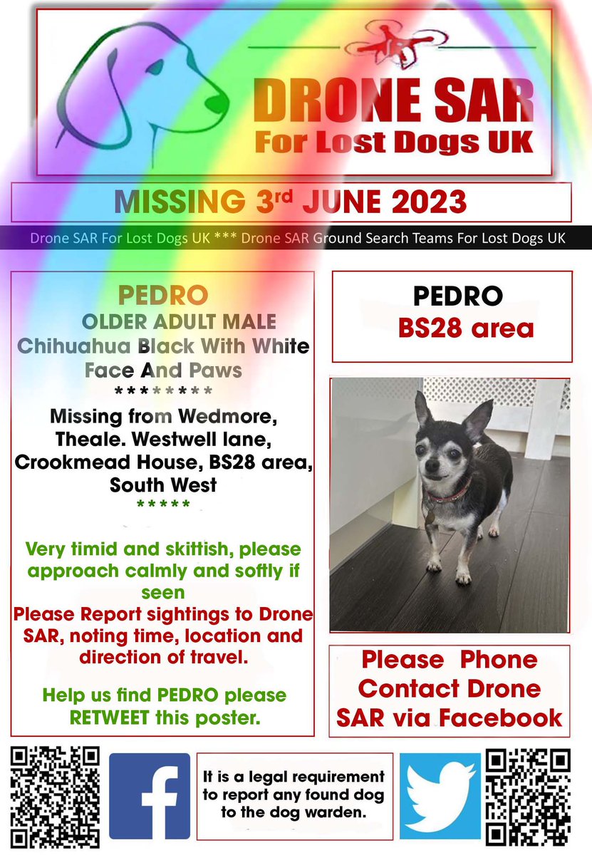sar_dogs's tweet photo. #RIPPedro Sadly Pedro didn't make it back home, our hearts and thoughts go out to his family at this sad time 😢🌈 #RIP   #RainbowBridge #DroneSAR https://t.co/rvkoUkeA7q