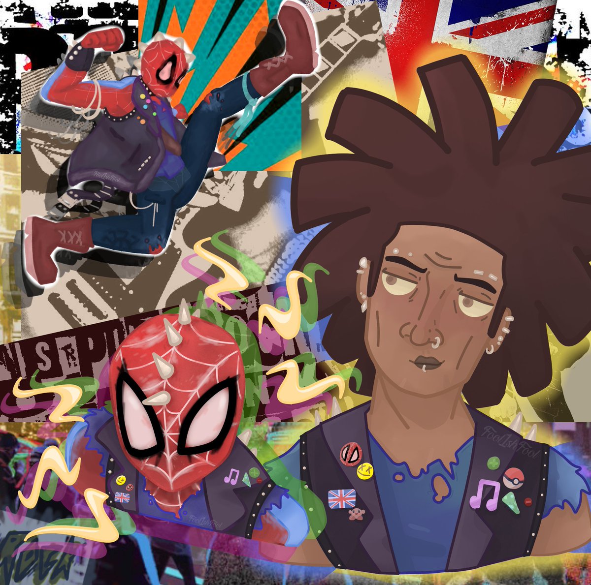Fool1shFool's tweet photo. I know its been ages since ive drawn fanart BUT with the new #SpiderManAcrossTheSpiderVerse movie, you know i had to draw the best spider! 
Hobie my beloved!

#SpiderVerse #Spiderpunk #spiderpunkfanart #ArtistOnTwitter #fanart https://t.co/JdFiIz36Lr