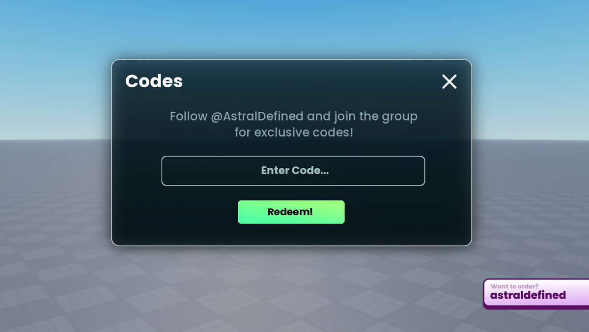 🫧 Modern semi-transparent codes interface for a client!

 ❤️ + ♻️  |  Want to order? — Astral#1111 (AstralDefined)

[ #Roblox | #RobloxDev | #RobloxUI ]