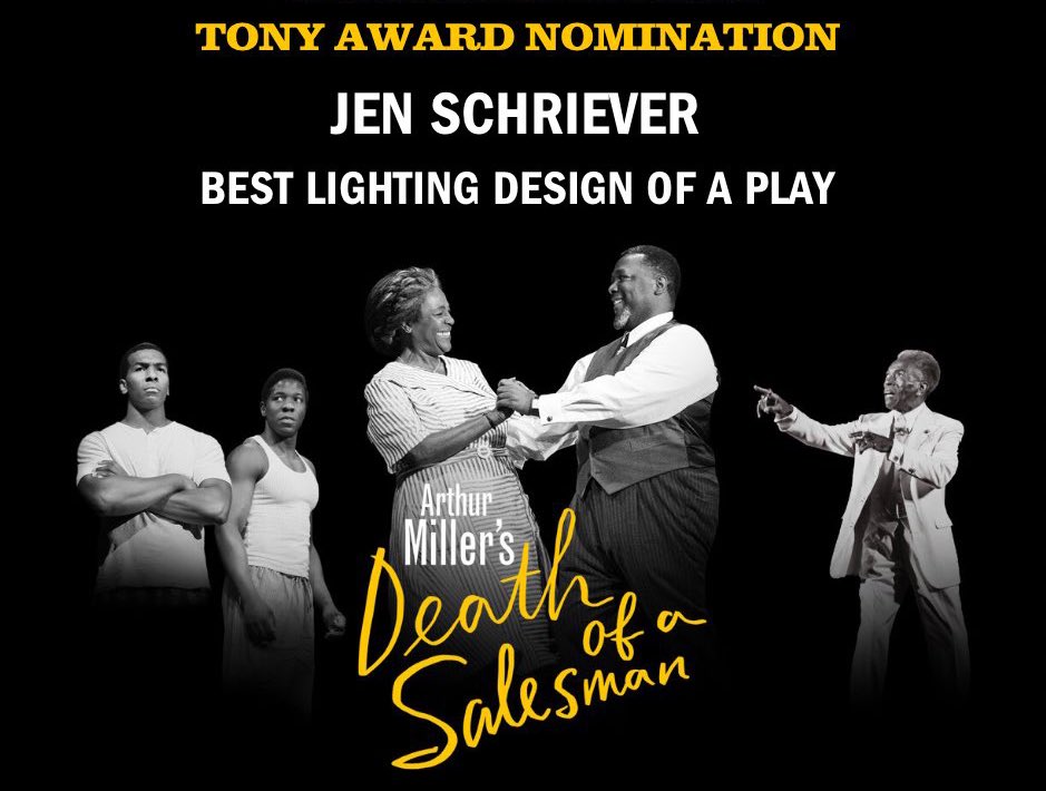 We couldn’t be more thrilled for Jen Schriever, who is nominated for Best Lighting Design of a Play for #SalesmanOnBroadway 💛 broadwayworld.com/article/Video-… #TonyAwards