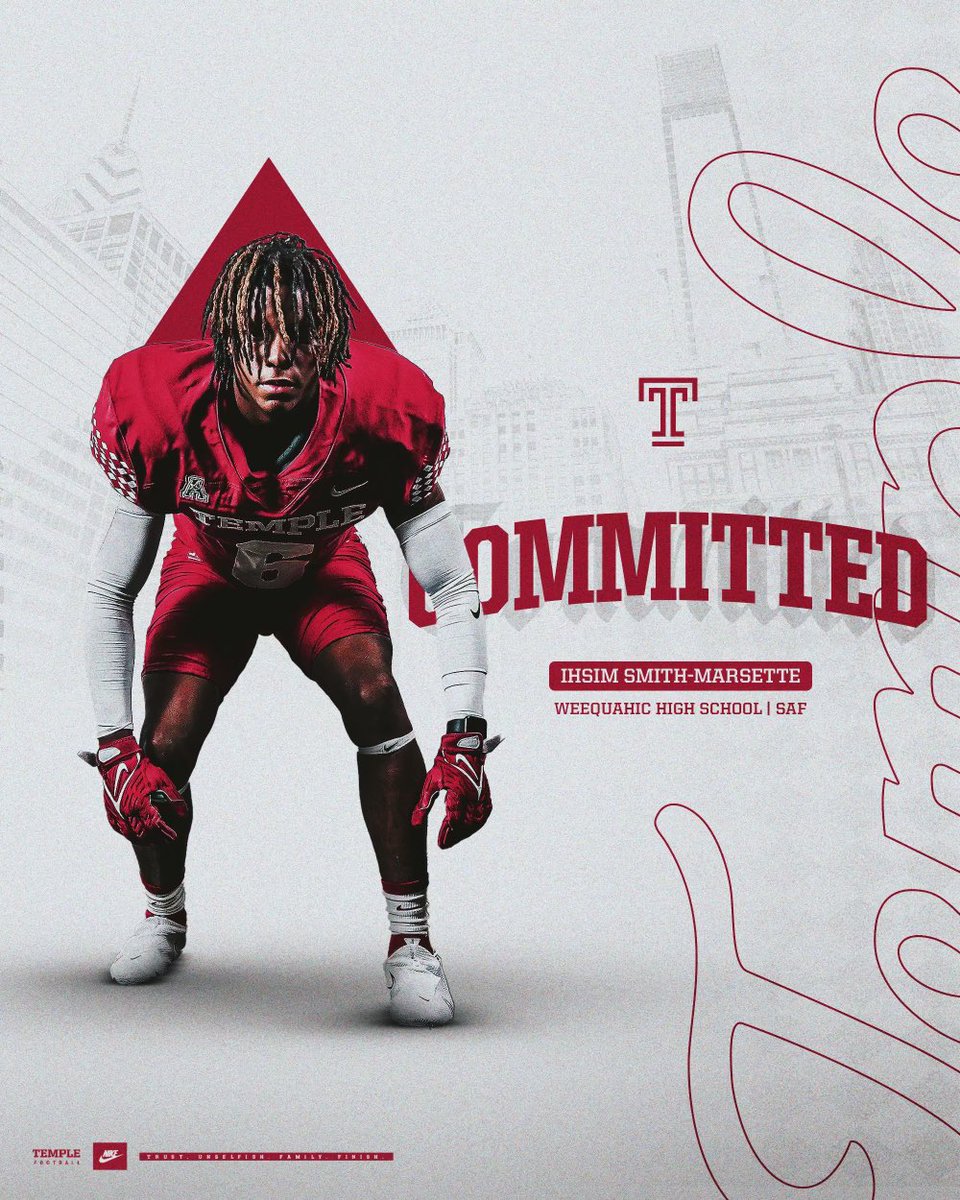 ihsim1's tweet image. After a great high school career I’ve decided to take my talents and continue my education at Temple University. 🔴⚪️🦉🏈 #BigOwls #NotTheLittleOne 
@CoachChrisWoods @WeequahicHSFB @CoachLuckLBU @CoachCless @StanDraytonTU @coachwatsonIV