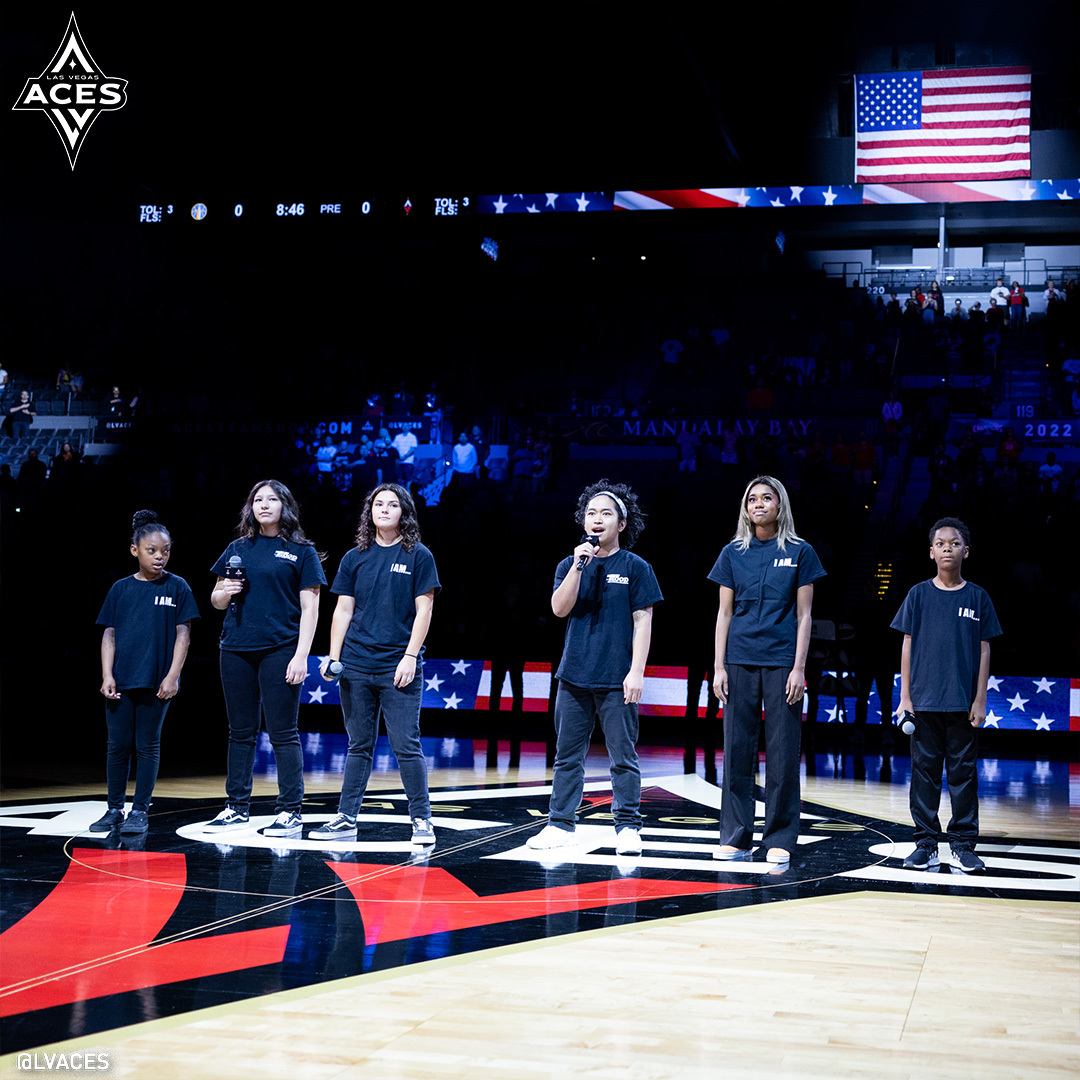 Las Vegas Aces on X: Shoutout to @BwayInTheHood for coming out to The  House and performing the National Anthem for Kids Day! 👏 #ALLINLV   / X