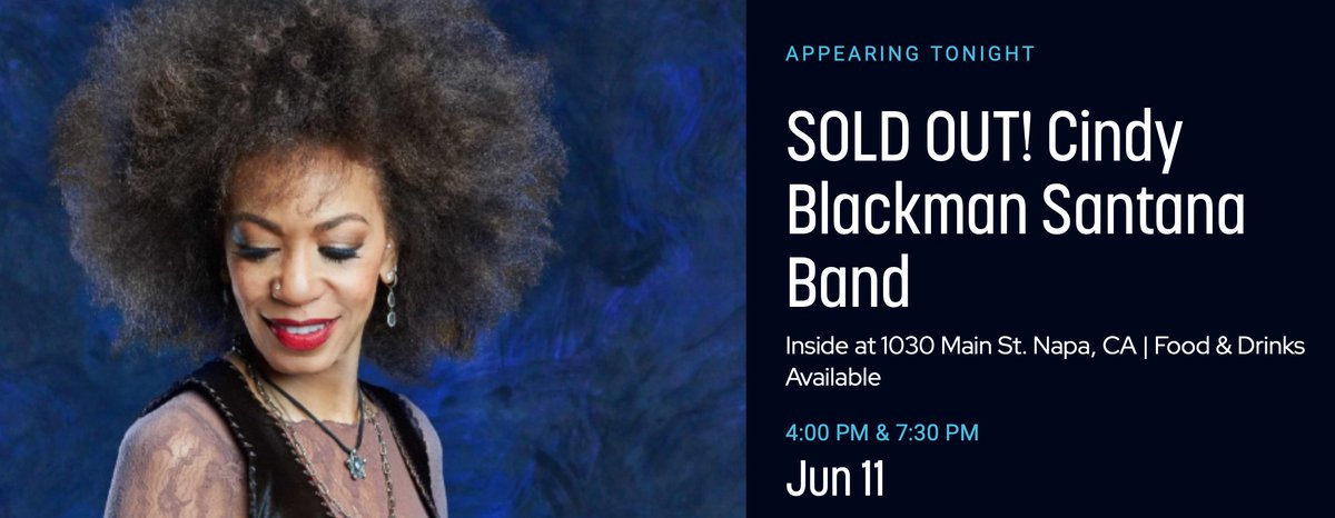 Drumstress's tweet photo. My shows in Napa at #TheBlueNote are sold out! Thank you can can't wait to see you!
#givethedrummersome #drumstress #Santana #Vaterdrumstricks #drummer #CBSband #CindyBlackmanSantana https://t.co/0RezwYcyfk