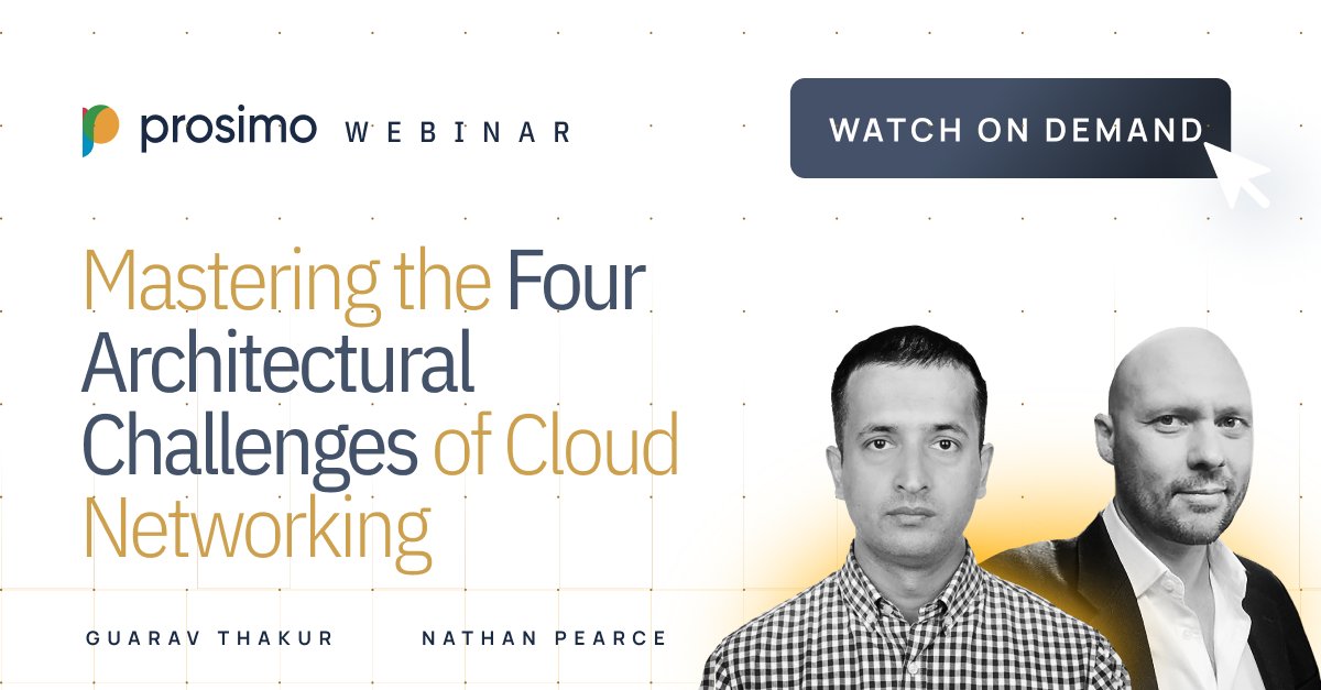 Prosimo's #cloud experts dive into each of common architectural challenges in our on-demand webinar:

💨 Operating at Cloud Speed
📈 Increasing MTTR
💸 Increasing Cloud Costs
🌐 Poor Reliability of Network &amp; Apps

Watch: bit.ly/3GlqPK4  

#mcn #MTTR #fullstack
