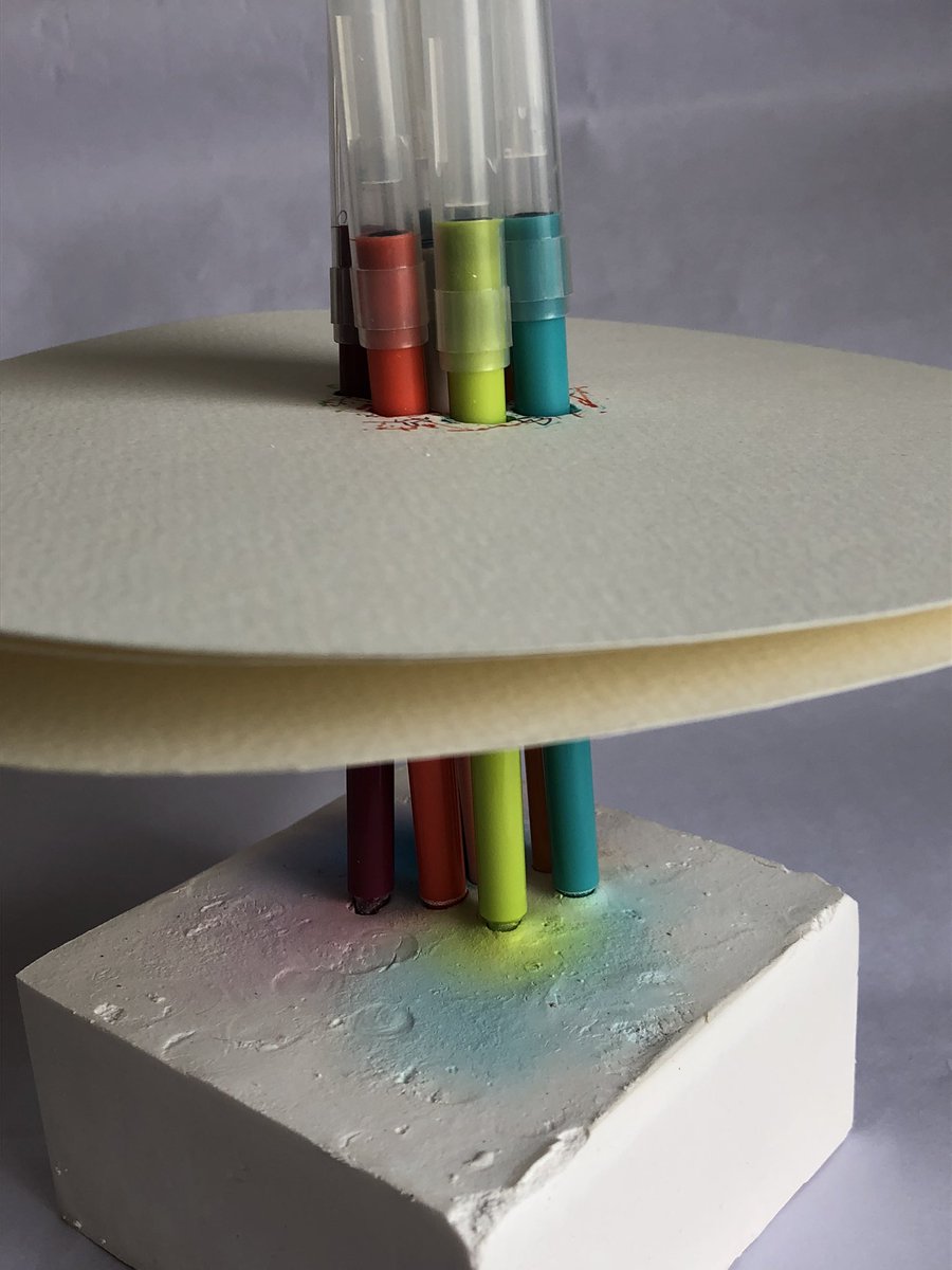 SueBlog1's tweet image. Drawn in I: 2023, 20.5x20.5x20.5cm. Plaster, paper, felt pens. Amazing colour transformation as the plaster dried out. #ContemporaryArt #ContemporarySculpture
#AbstractSculpture