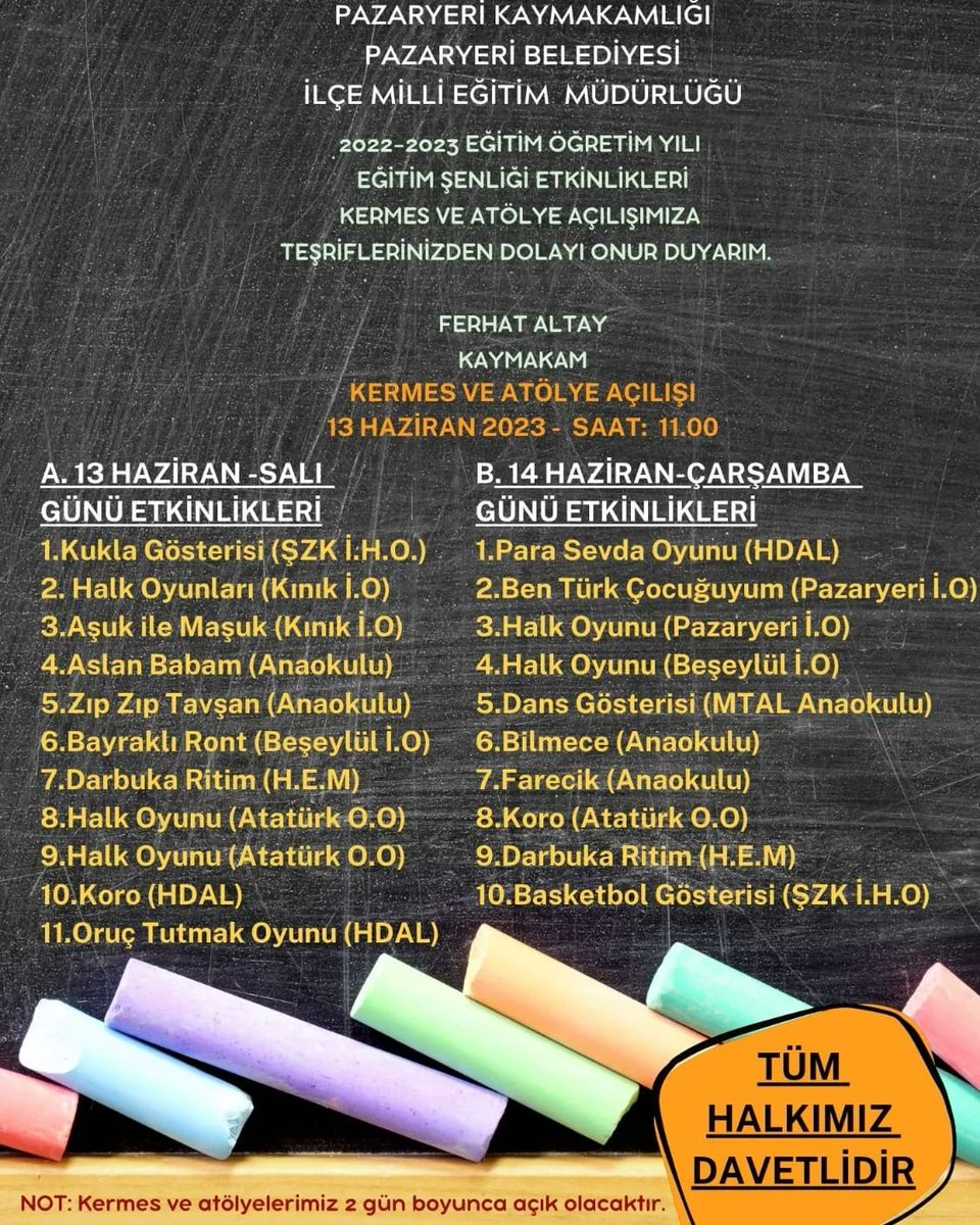 Yılsonu Eğitim Şenliği Programına sosyal sorumluluk bilinci içinde katılım konusundaki duyarlılığınıza şükran hissi ile...
Davetlisiniz...