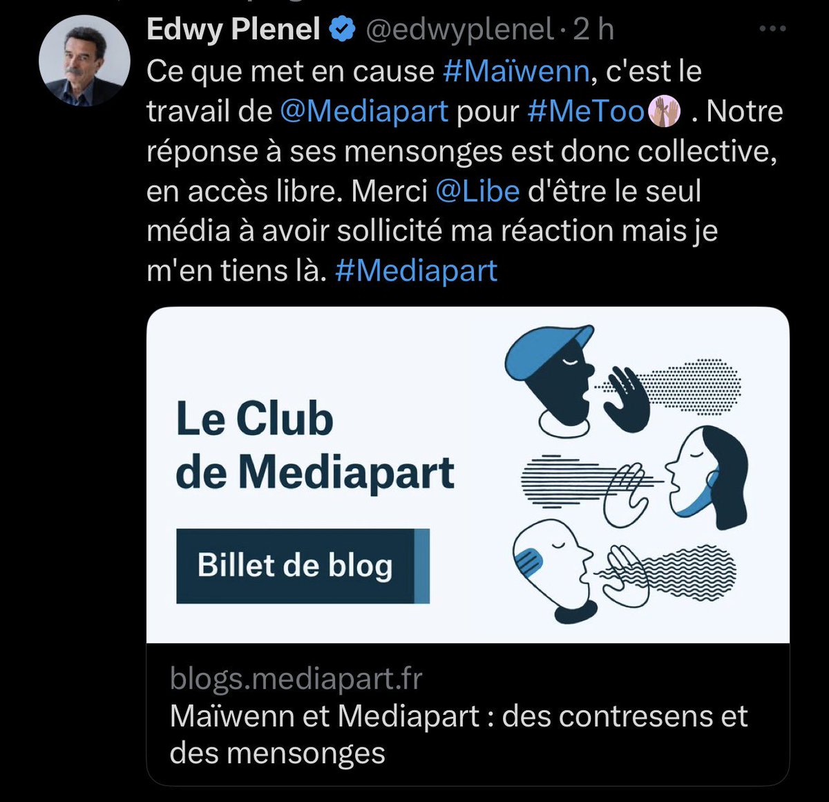 J’ai lu l’interview de Maiwenn dans le JDD, et face à ce tweet, ma piètre opinion de Plenel se confirme