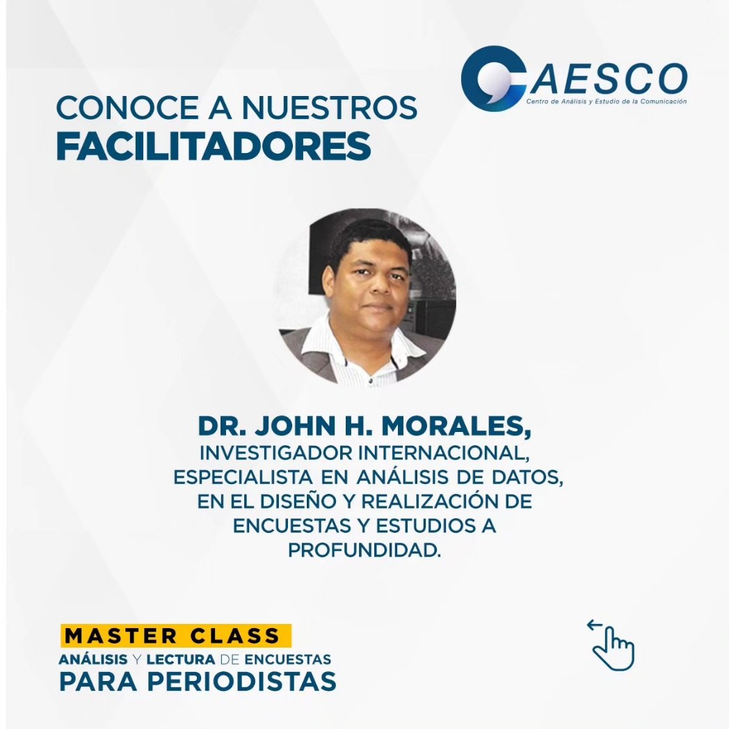 CAESCORD's tweet photo. GRATIS | Master class 
análisis y lectura de encuestas para periodistas y comunicadores

Inscríbete 👇

https://t.co/fEONLcS1Nu https://t.co/1PlMtzzN5F