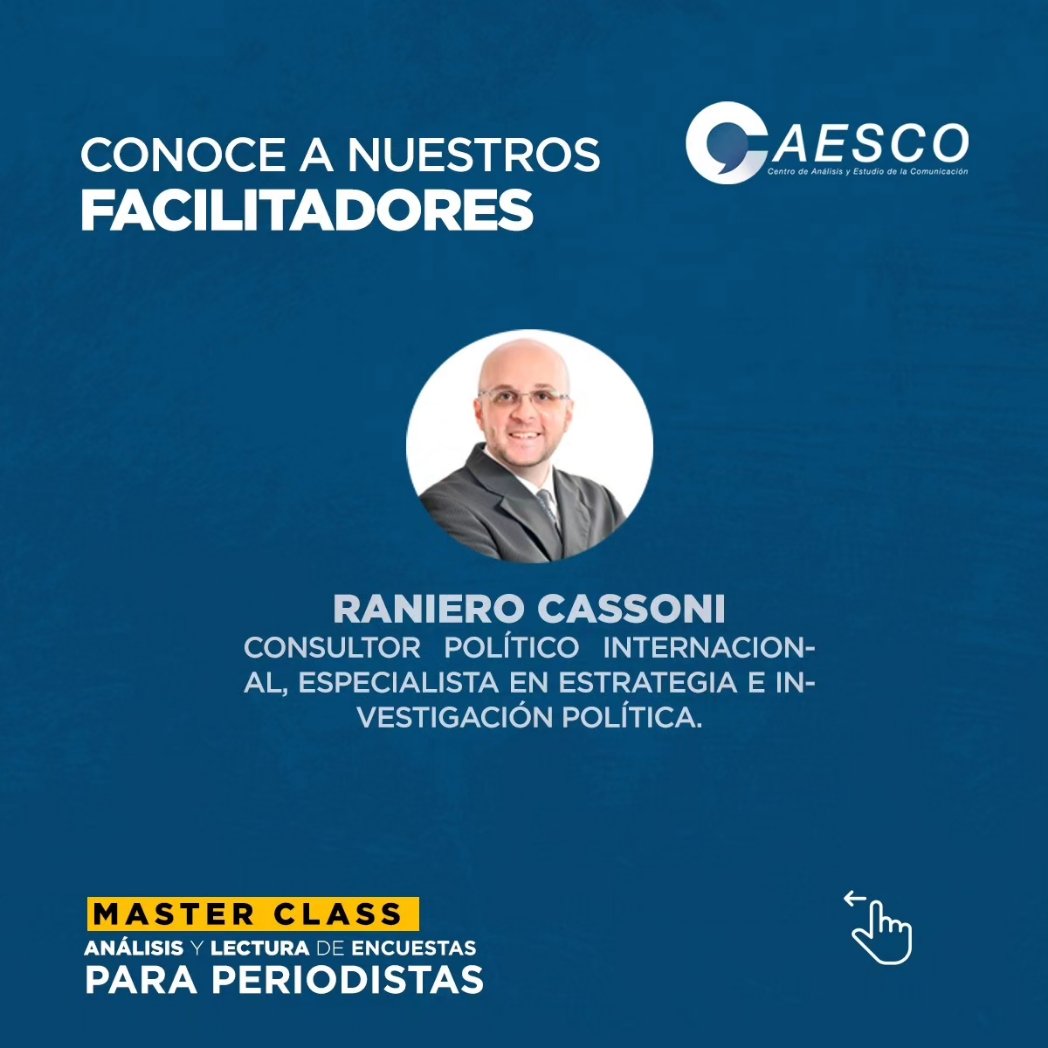 CAESCORD's tweet photo. GRATIS | Master class 
análisis y lectura de encuestas para periodistas y comunicadores

Inscríbete 👇

https://t.co/fEONLcS1Nu https://t.co/1PlMtzzN5F