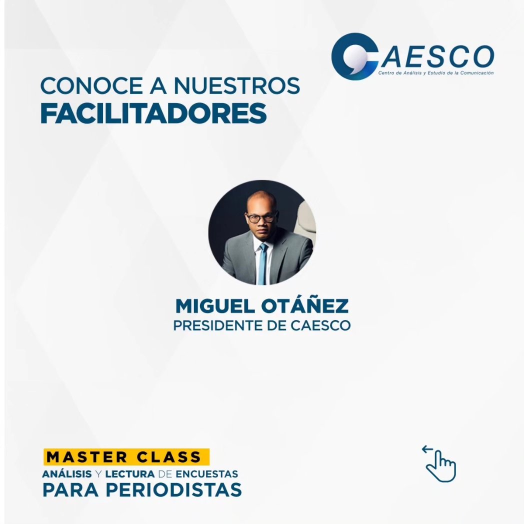 CAESCORD's tweet photo. GRATIS | Master class 
análisis y lectura de encuestas para periodistas y comunicadores

Inscríbete 👇

https://t.co/fEONLcS1Nu https://t.co/1PlMtzzN5F