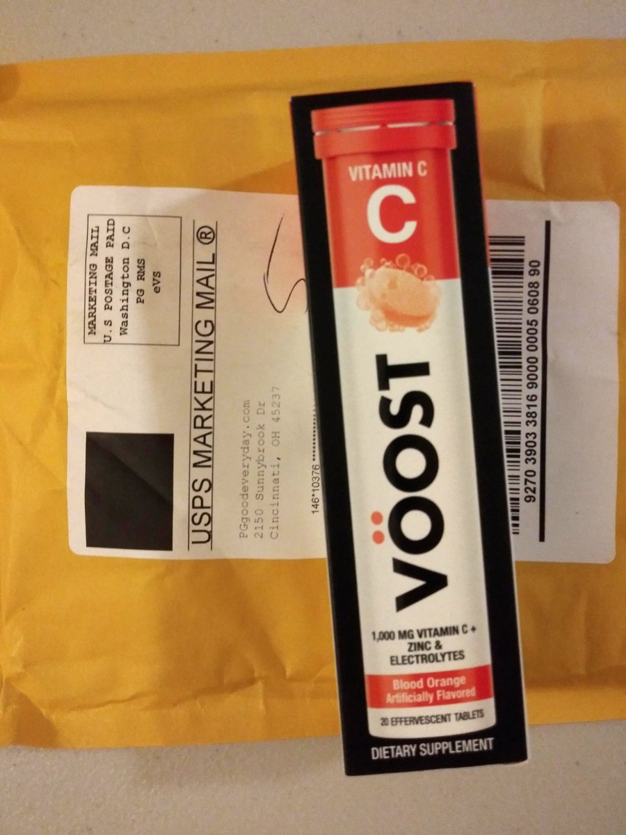 Thanks Procter & Gamble for this #freesamplesbymail full size VÖOST Vitamin C Effervescent Tablets, Blood Orange flavor.  
@pggoodeveryday @ProcterGamble @dailyVOOST #PGGoodEveryday #proctorandgamble #PGRewards #proctergamble #dailyVOOST #voost #freesamples #complimentary #gifted