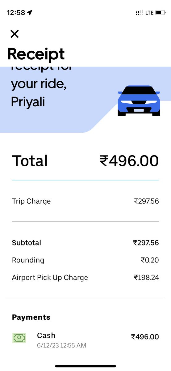 PriyaliKasera's tweet photo. @Uber_India what is this scam?? I booked my ride for 171, and ended up paying 496.00, and your driver was so rude and abusive.. now he is calling me from +91 88006 88666 and harassing as well!
Fare breakup suggests Airport charges when I didn’t even go tht side.
#uberscam #scam https://t.co/XoodTYrY8M