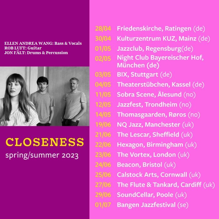 One week until the fantastic WANG/LUFT/FÄLT TRIO tour of Eng &amp; Wales begins! Norway's <a href="/ellenandreawang/">Ellen Andrea Wang</a>, UK's <a href="/Rob_Luft/">Rob Luft</a> &amp; Sweden's #JonFalt playing near you. See linktr.ee/johnferg01 for venues &amp; ticket details. If not playing near you, watch the live broadcast on 29th June....