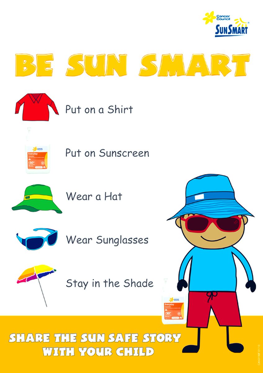 A reminder that next week is forecast to be hot and sunny, so please make sure your child has sun protection applied, brings in a sun hat for playtimes and has their water bottle with them ☀️😎💧 #sunsmart