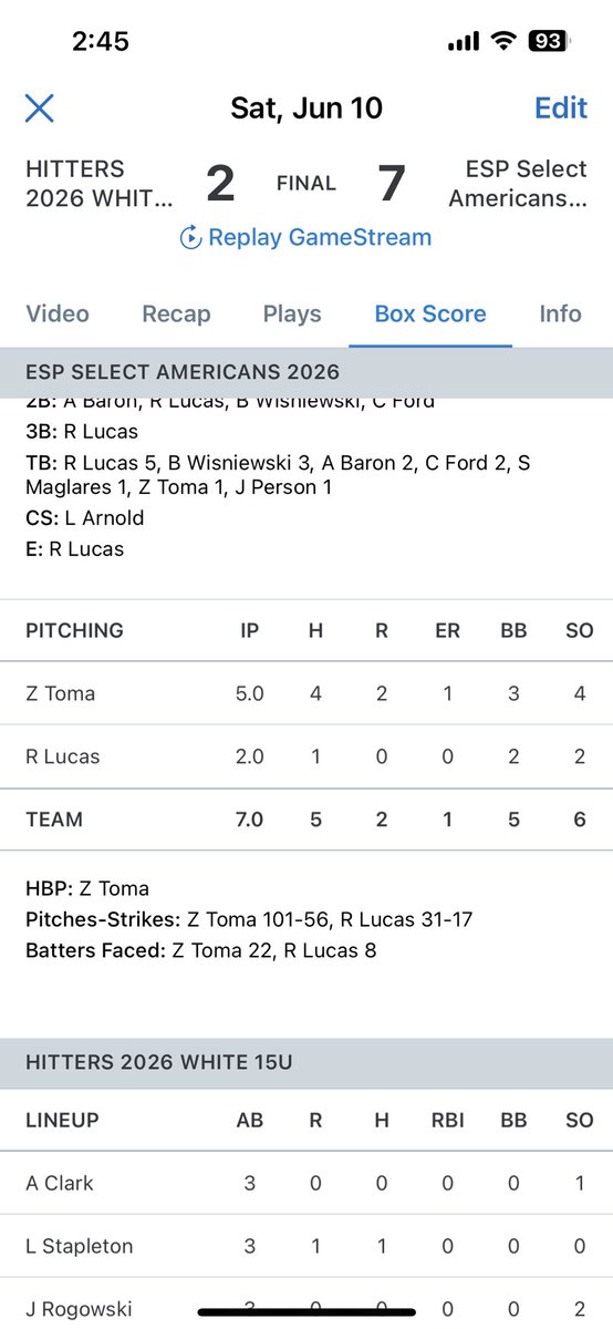 EspAm2026's tweet photo. Game of highlights from 2026 Showcase by @ChiScoutsAssoc @ryanlucas_3 @brandonwiz17  multi hit game.  @ZachToma2424 @ryanlucas_3 strong on the mound in complete team effort #ESPfamily #ESPtrained @TaddGibby24 @daveMedlin4 https://t.co/MfRJx1j6hA