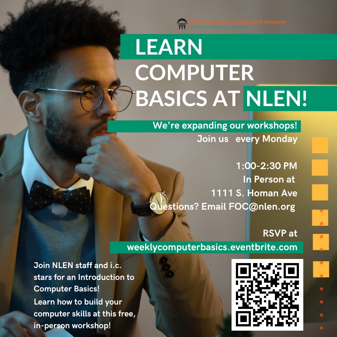 NLEN_Jobs's tweet photo. 💻Our Computer Basics classes w/ NLEN &amp; .@icstarsChicago are expanding!

💻Join us every Monday from 1-2:30PM at our 1111 S. Homan Ave campus.

💻Sign up at https://t.co/DCjkretPOQ

❓Questions? Email us at FOC@nlen.org

#computerskills #computerbasics #digitalskills https://t.co/Q3UbbtIRHf