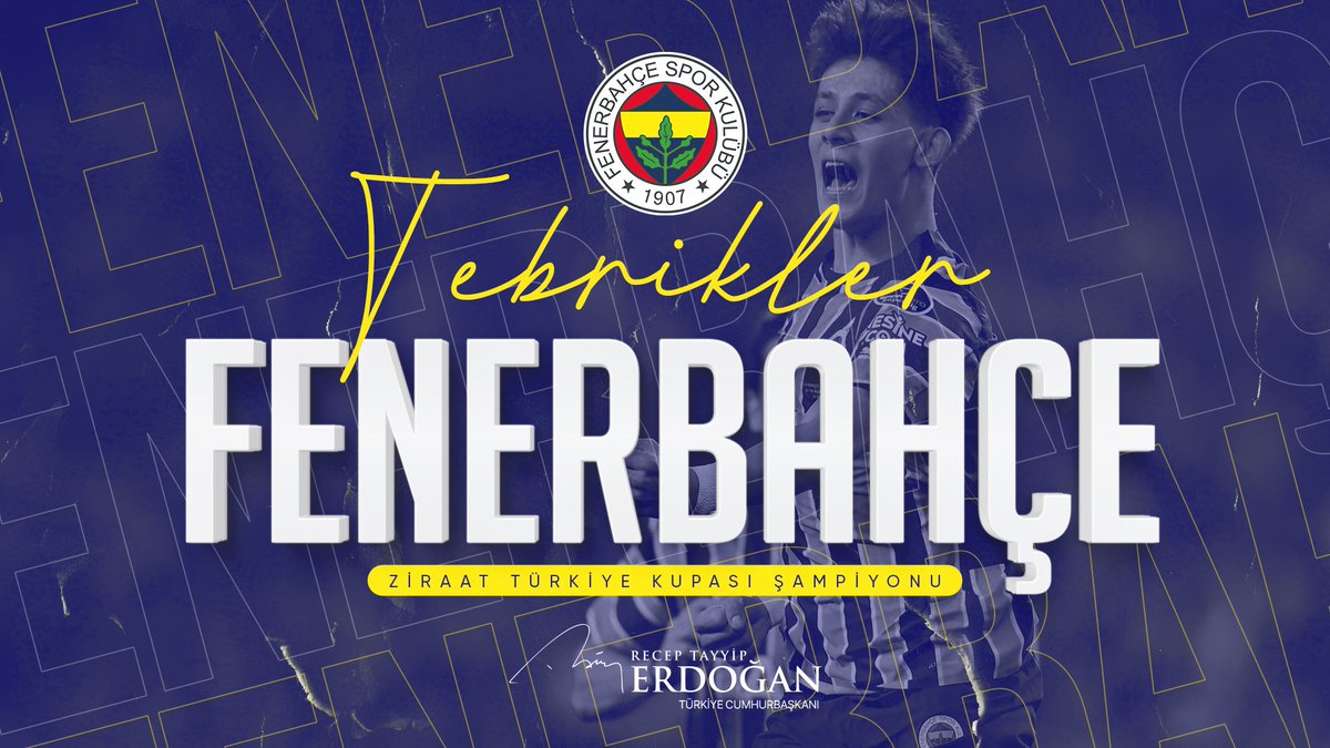 2023 Ziraat Türkiye Kupası Şampiyonluğu'na ulaşan @Fenerbahce'yi, tüm taraftarını ve Fenerbahçe camiasını en kalbî duygularımla tebrik ediyorum.