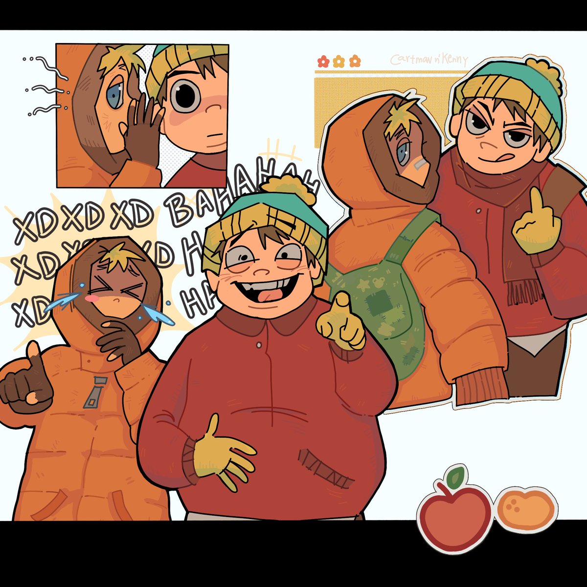 postpastrauma's tweet photo. Red Apple and Tangerine 🍎🍊 #spcartman #spkenny #SouthPark https://t.co/jbgfREs3lJ