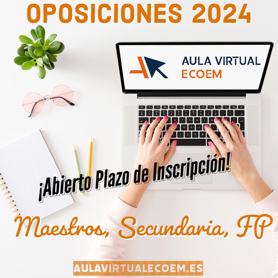 ¡Ya puedes inscribirte! Preparación de #Oposiciones para #Maestros y #Profesores de #Secundaria y #FP. Descarga libro informativo en aulavirtualecoem.es #OposicionesOnline #AulaVirtual #EcoemFormación