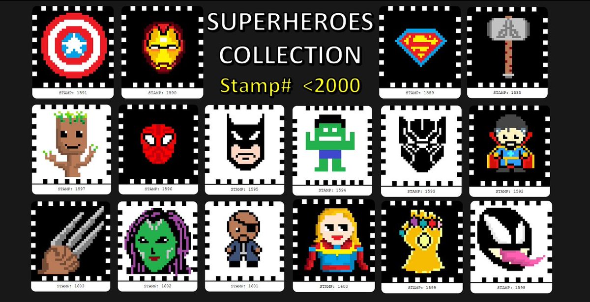 Crazyzapped's tweet photo. Weekend fun💥 winner will be declared next weekend i.e 18th of June.
Like, retweet, follow and leave a comment to win a full pack of 16 cards of Superheroes  Stamp <#1603 @Stampchain 
https://t.co/mit3mDDpTV
The entire pack is available in 1 single transaction too in this dispenser link, if you wanna buy 
https://t.co/pTalmVmw9Y