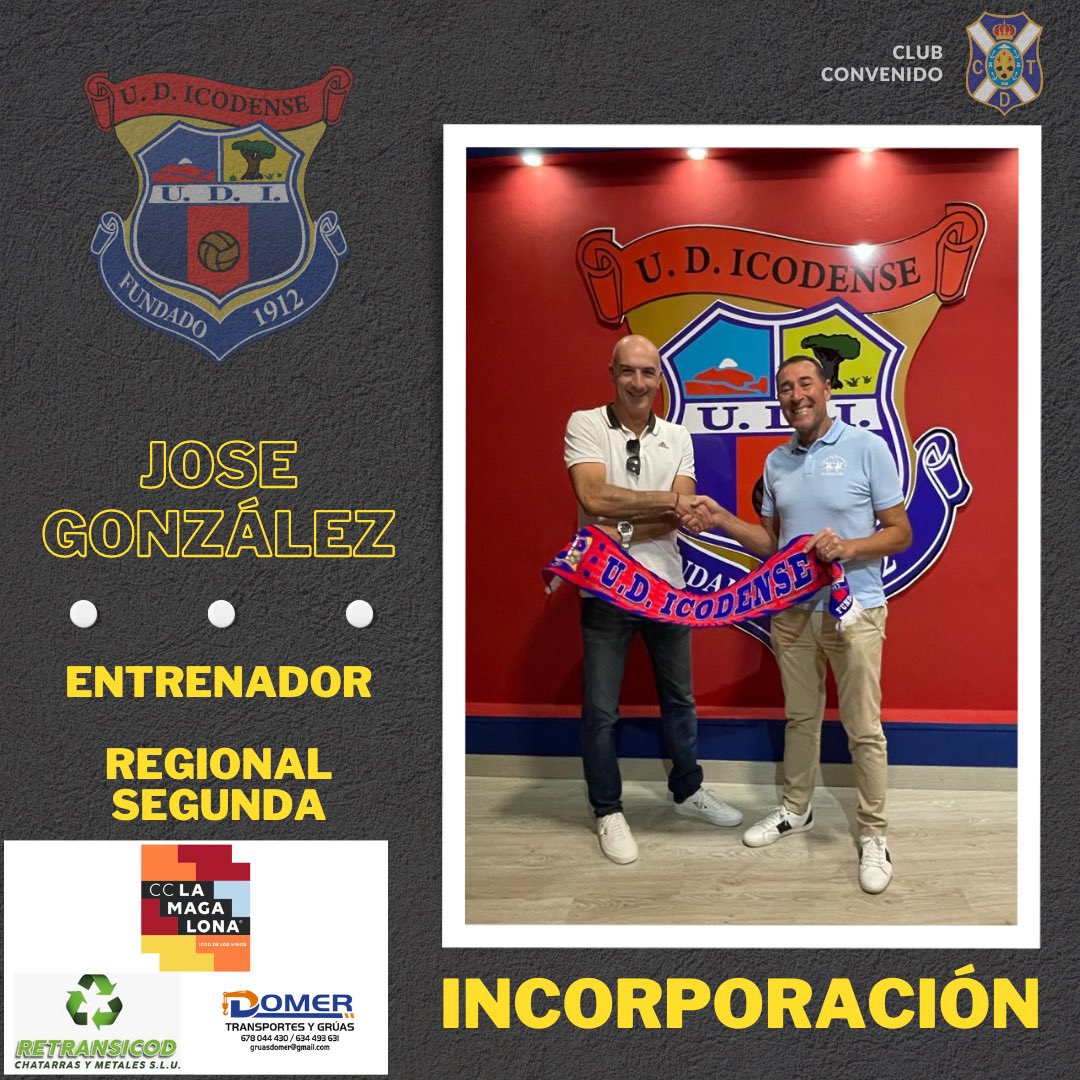 IcodenseOficial's tweet photo. | ✍🏼

NUEVA INCORPORACIÓN 

Jose González será el nuevo Entrenador de nuestro equipo Regional Segunda, en la próxima temporada 23/24. https://t.co/qfWU6Rax16