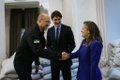 The Deputy Prime Minister shaking hands with the Prime Minister of Ukraine, Denys Shmyhal.