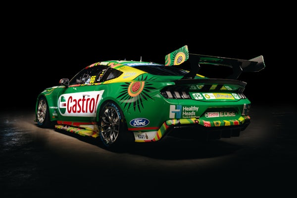 The Indigenous livery on Thomas Randle's Castrol Racing Mustang highlights the importance of bridging the gap to improve Indigenous health outcomes. The design symbolises the shared journey of those impacted by cancer, including Randle himself.