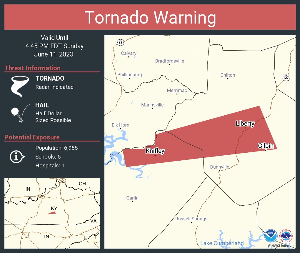 NWS Tornado on Twitter "Tornado Warning including Liberty KY, Gilpin