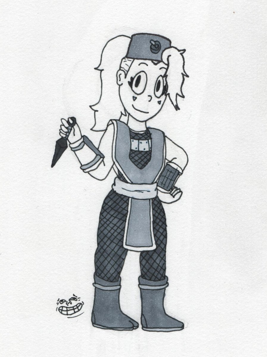 Dommer4kill's tweet photo. I fell off my bike yesterday and sprained both my hands lol
I can't draw right now, but here's a black and white test I did with some other markers I got. I tried some fine-tip sharpies at the start of this, on the hat and hair, but they had too much bleed.
#D4KComics https://t.co/za4FcWq6cG