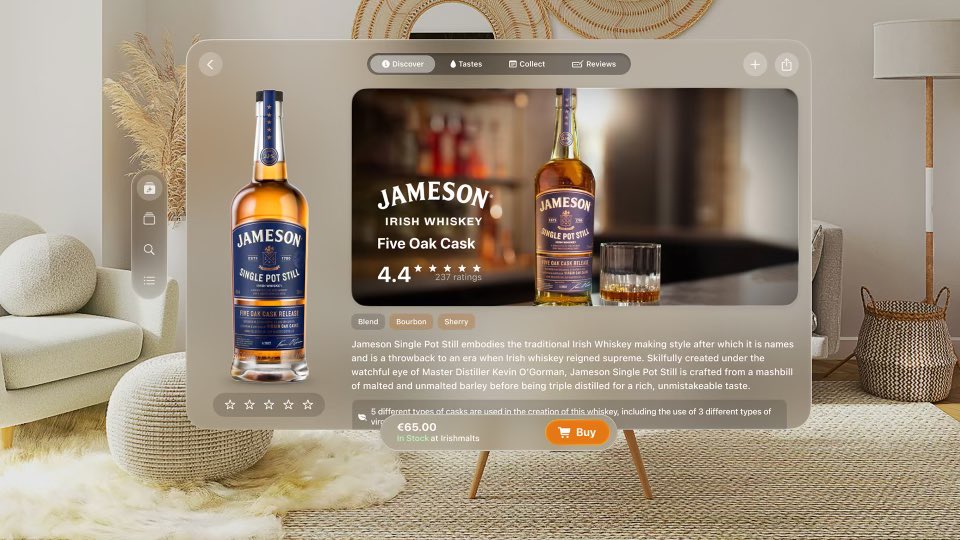 irishwhiskeyapp's tweet photo. With the @apple Vision Pro coming we are already imagining how you want to learn about and taste the best whiskeys in the world with the @irishwhiskeyapp 
What would you love our AR/VR experience to help with? #whiskey #whisky #irishwhiskey #singlepotstill #apple #applevisionpro https://t.co/tPHADrIeNq