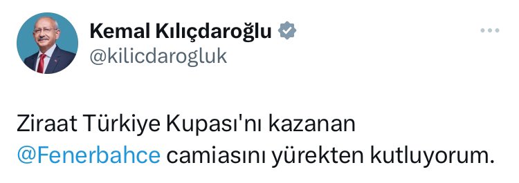 Kılıçdaroğlu Fenerbahçe’yi tebrik etti