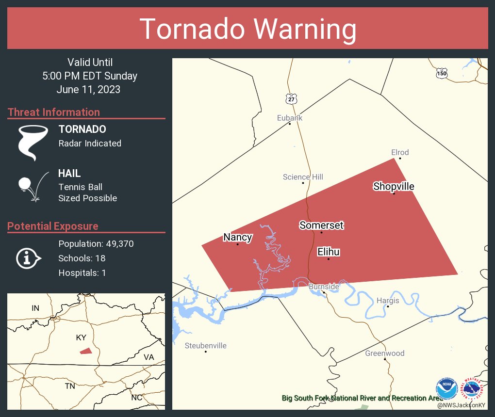 NWS Tornado on Twitter "Tornado Warning continues for Somerset KY