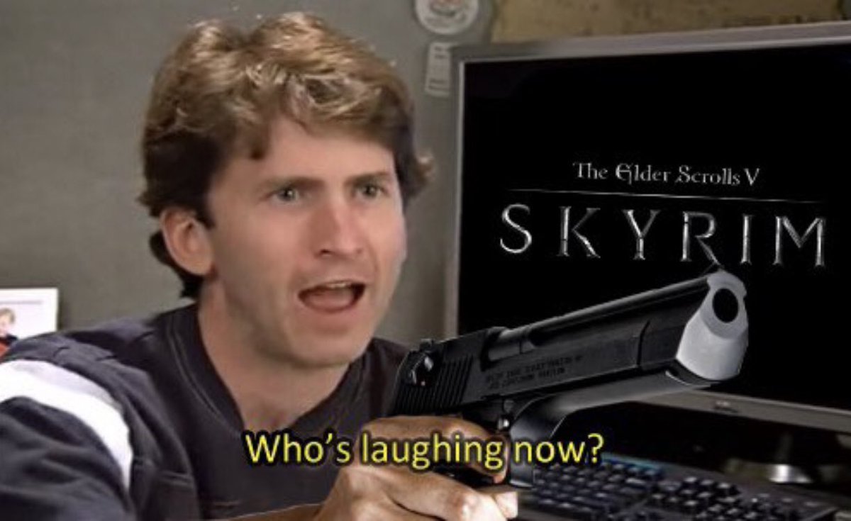 Oh my god what has Bethesda done to me. I laugh at all the memes and jokes but every time I see Todd Howard's face on my timeline I also get an itch to start a new Skyrim playthrough. 
That's it. He's won. I was the clown all along.