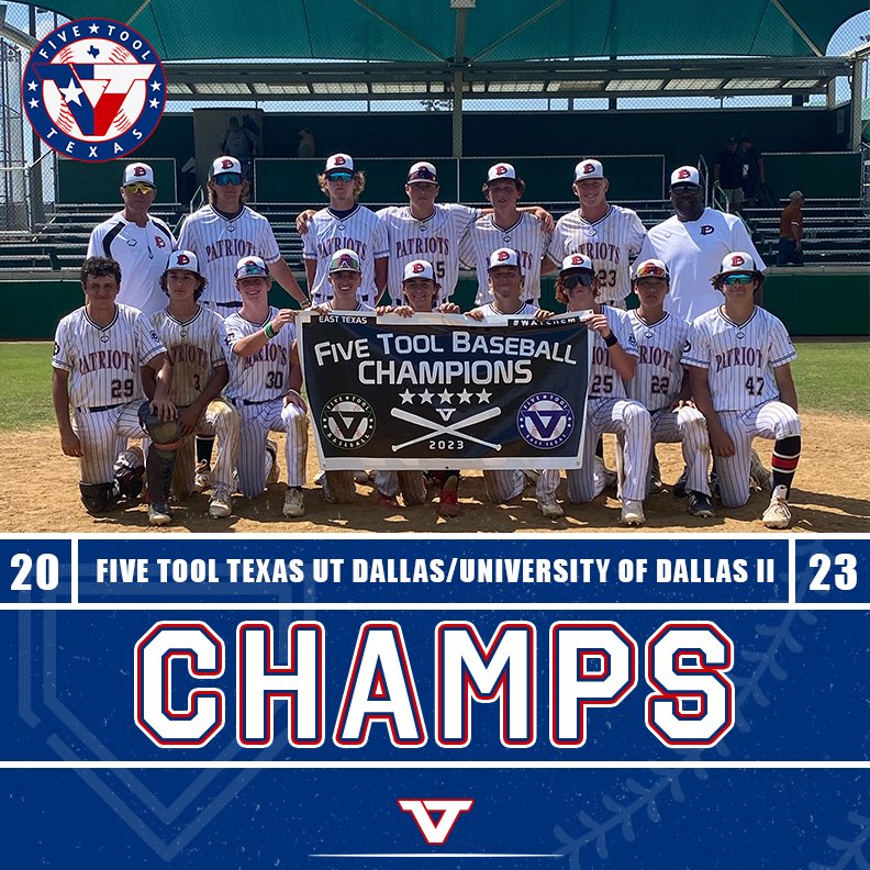 🏆CHAMPIONS🏆

Congrats to <a href="/DallasPatriots/">Dallas Patriots</a> 16u on winning the 15U/16U Championship of the <a href="/FiveTool/">Five Tool Baseball</a> Texas UT Dallas/University of Dallas II!

#WatchEm