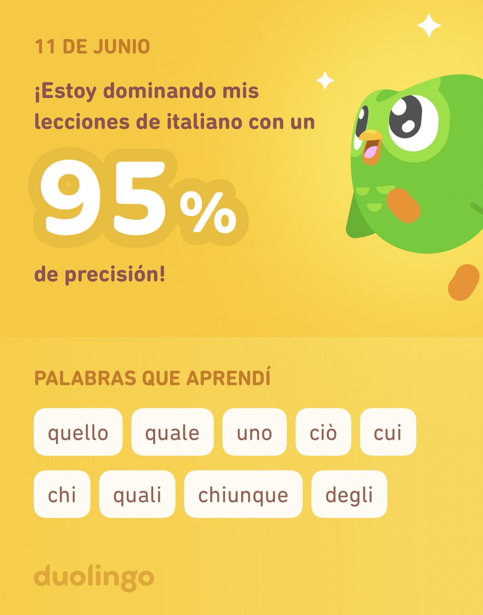 ¡Estoy aprendiendo italiano en Duolingo! Es gratis, divertido y efectivo.