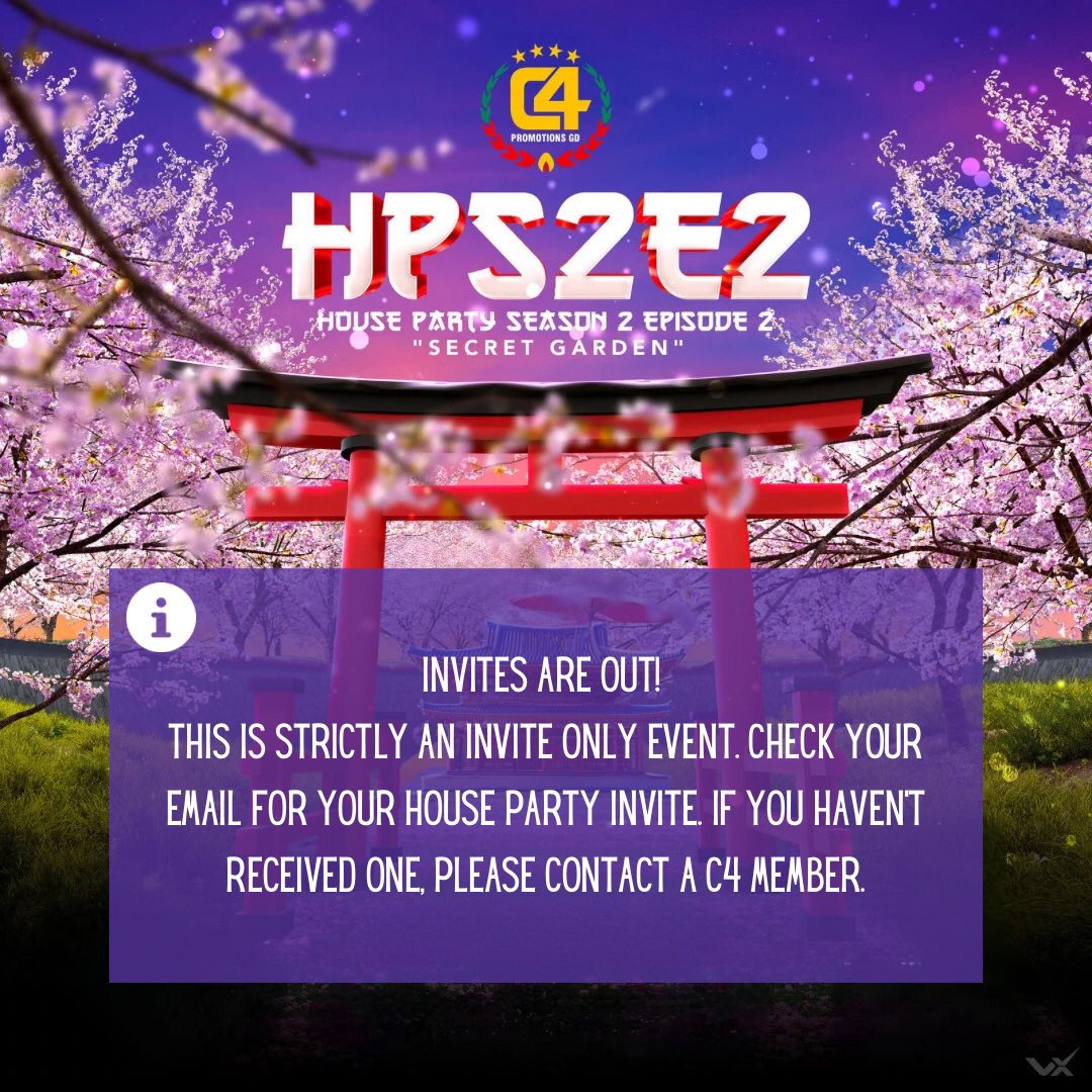 C4PromotionsGd's tweet photo. Tuesdays in Grenada are simply EPIC!
The INVITE ONLY ALL INCLUSIVE HOUSE PARTY is back again with Season 2 Episode 2, SECRET GARDENโผ๏ธ
View this thread for everything you need to know about securing an invite and a pass to the greatest House Party on island!
#c4promotionsgd https://t.co/0ZGdFOcZ5P