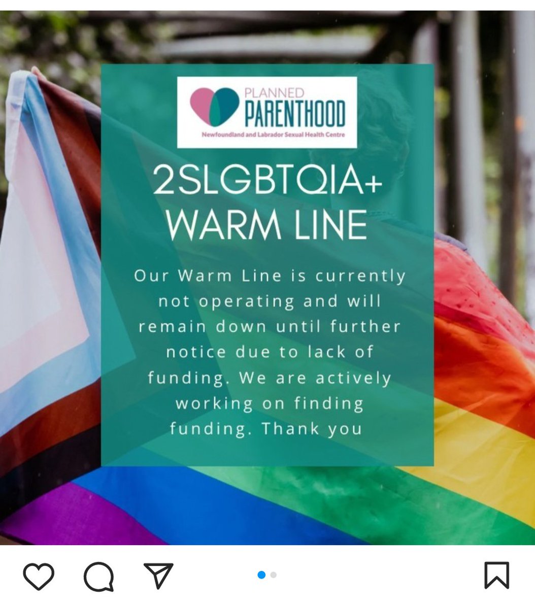 This news is really troubling. Politicians showed up at the counter protest on Friday for the cameras. Meanwhile, no funding for the 2SLGBTQIA+ warm line. Painful, especially right now. Let's turn it around!