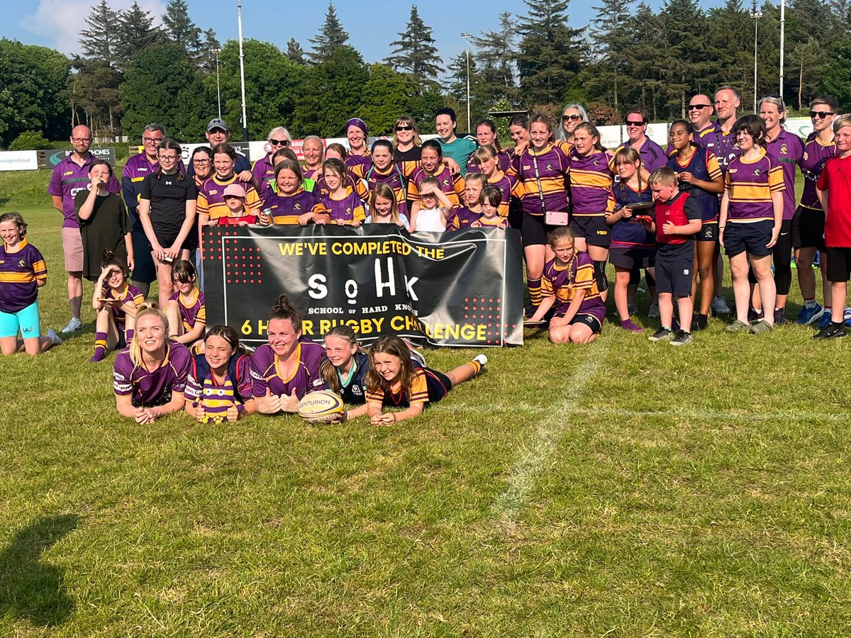 Great day for @MarrRugby P1-7 Girls & Ladies doing the @SOHKCharity 6 Hour Touch Rugby Challenge! Hard work on a hot day, tired legs at the end. The fantastic @Dough_scotland pizza was very welcome!! Thanks @MeganGaffney7 for adding to a super day